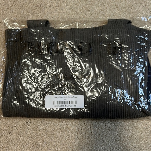 Mono B olive ribbed bralette/tank M - Picture 3 of 10